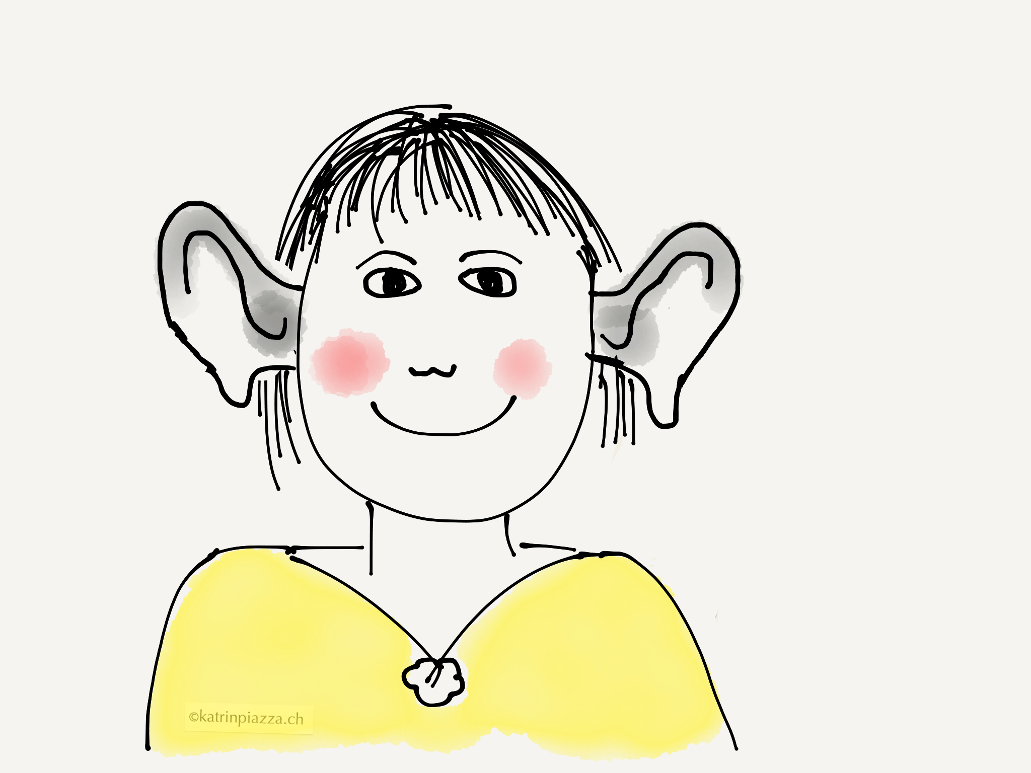 Das Bild zeigt ein Màdchen mit grossen Ohren. Es soll symbolisieren, wie aktives Zuhören geht.
